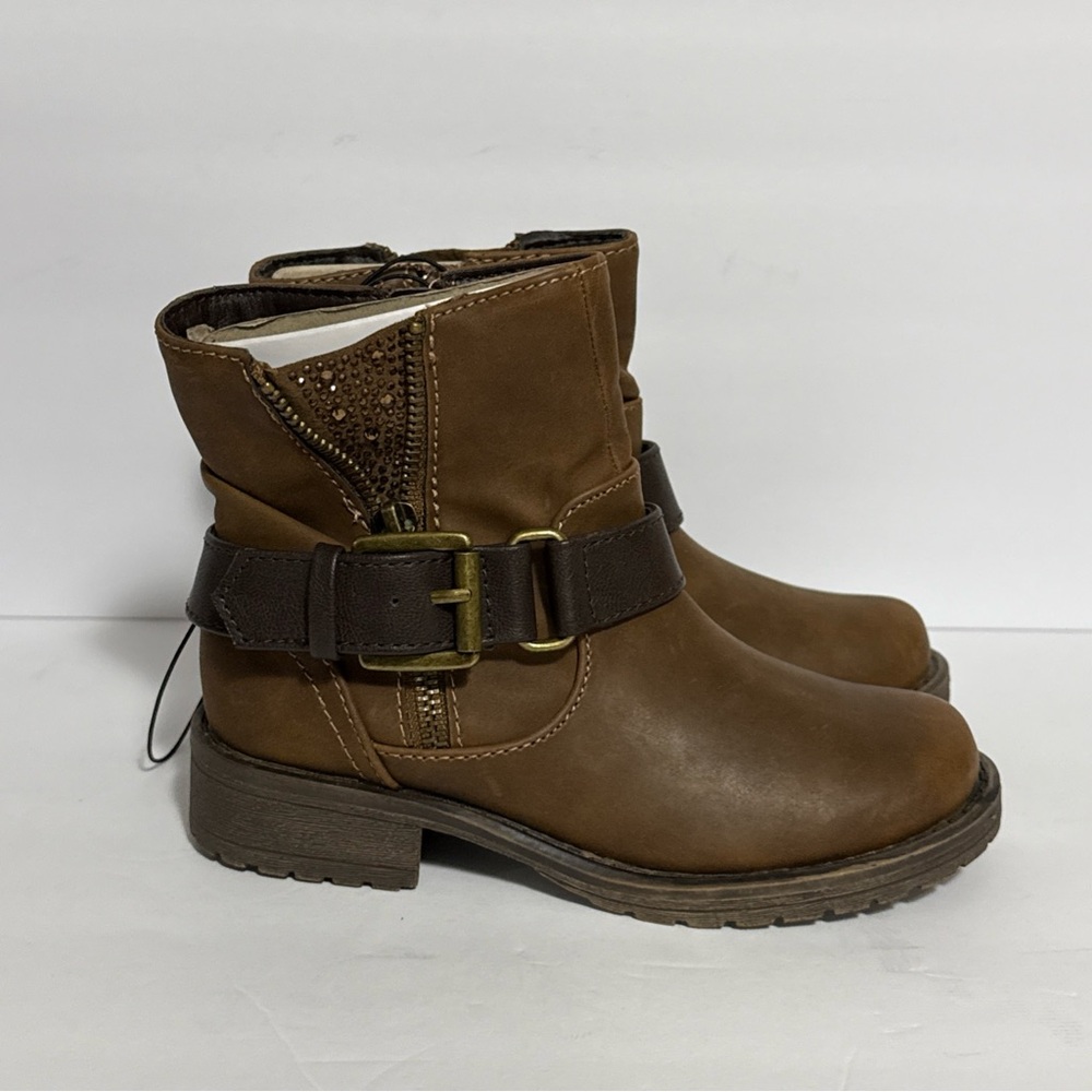 Girls 12M Brown Ankle Boot With Zipper by POP Girls - NWT